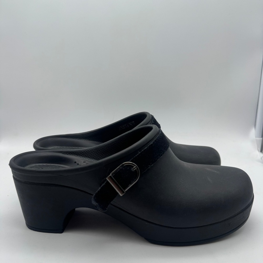 Crocs Sarah Clog Black Suede‎ Strap Comfort Platform Block Heel Mules Mens 8